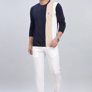 FS009 || Navy Trio || Full Sleeve Round Neck T-Shirt