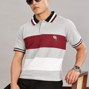 PR40 || Grey Melange Cut & Sew || 100% Cotton Polo T-Shirt