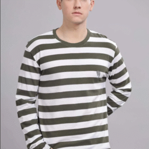 FS005 || Green n White || Full Sleeve Round Neck T-Shirt