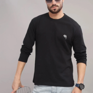 FS003 || Ebony Black || Full Sleeve Round Neck T-Shirt