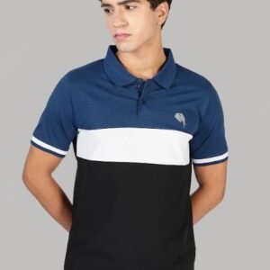 PR3 SS 005|| BLUE&BLACK|| 100% Cotton Polo T-Shirt