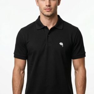 PR48 || BLACK|| 100% Cotton Polo T-Shirt