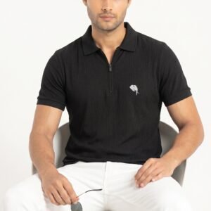PR49|| BLACK|| 100% Cotton Polo T-Shirt